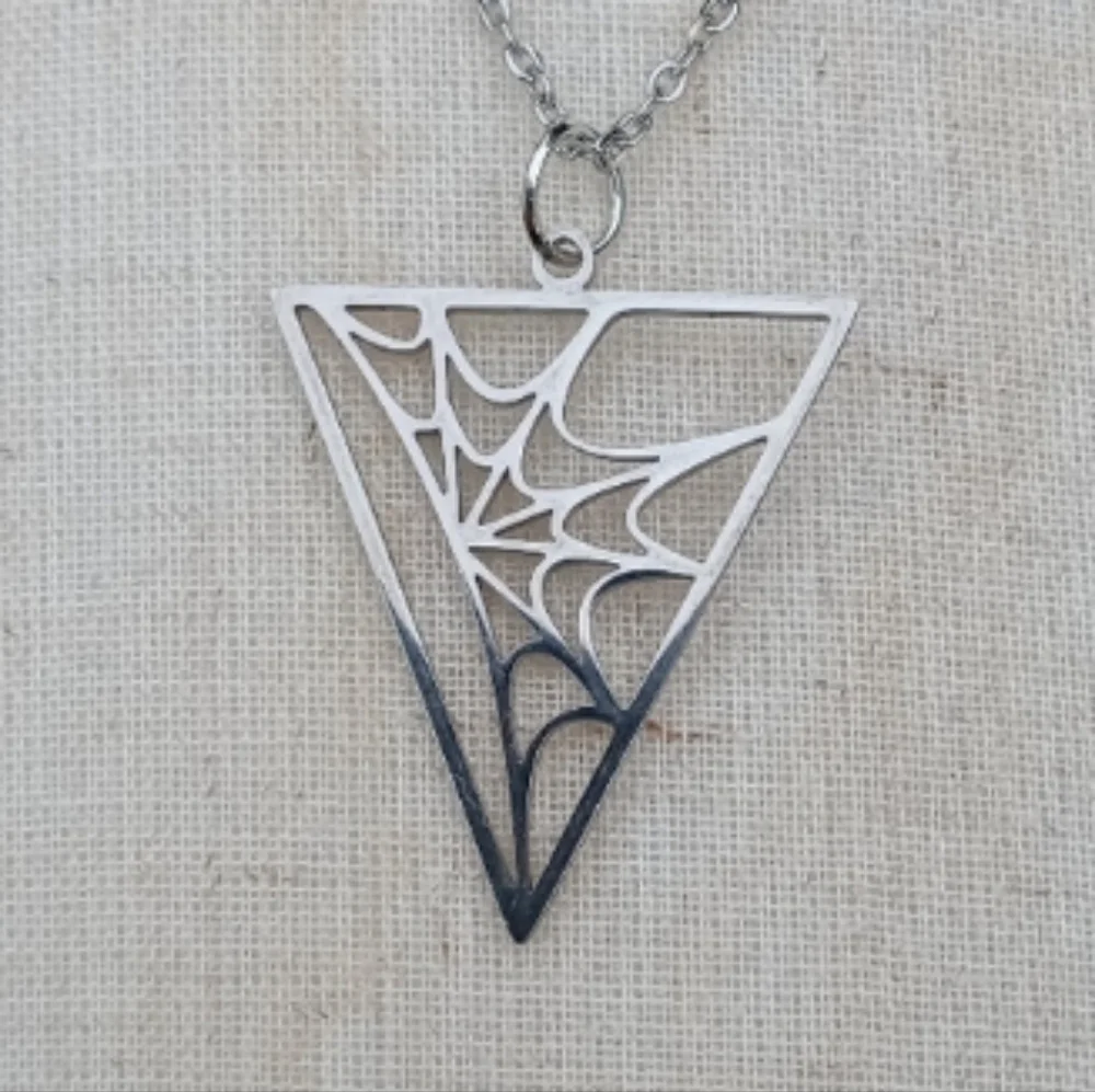 ❤️ 2/$20 Stainless Steel Spiderweb Triangle Necklace